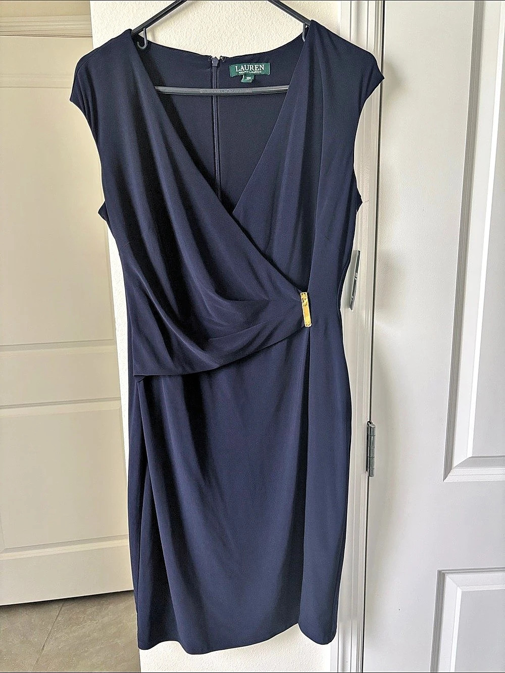 Lauren Ralph Lauren Twist-Front Jersey Surplice Dress Blue